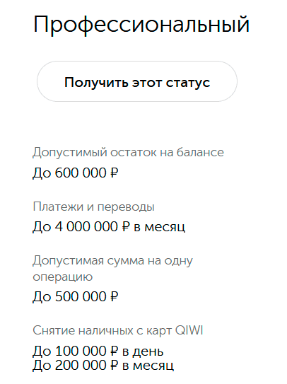 Профессиональный статус в QIWI